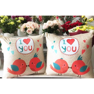 Cặp vỏ gối đôi chim i love you 45-45cm