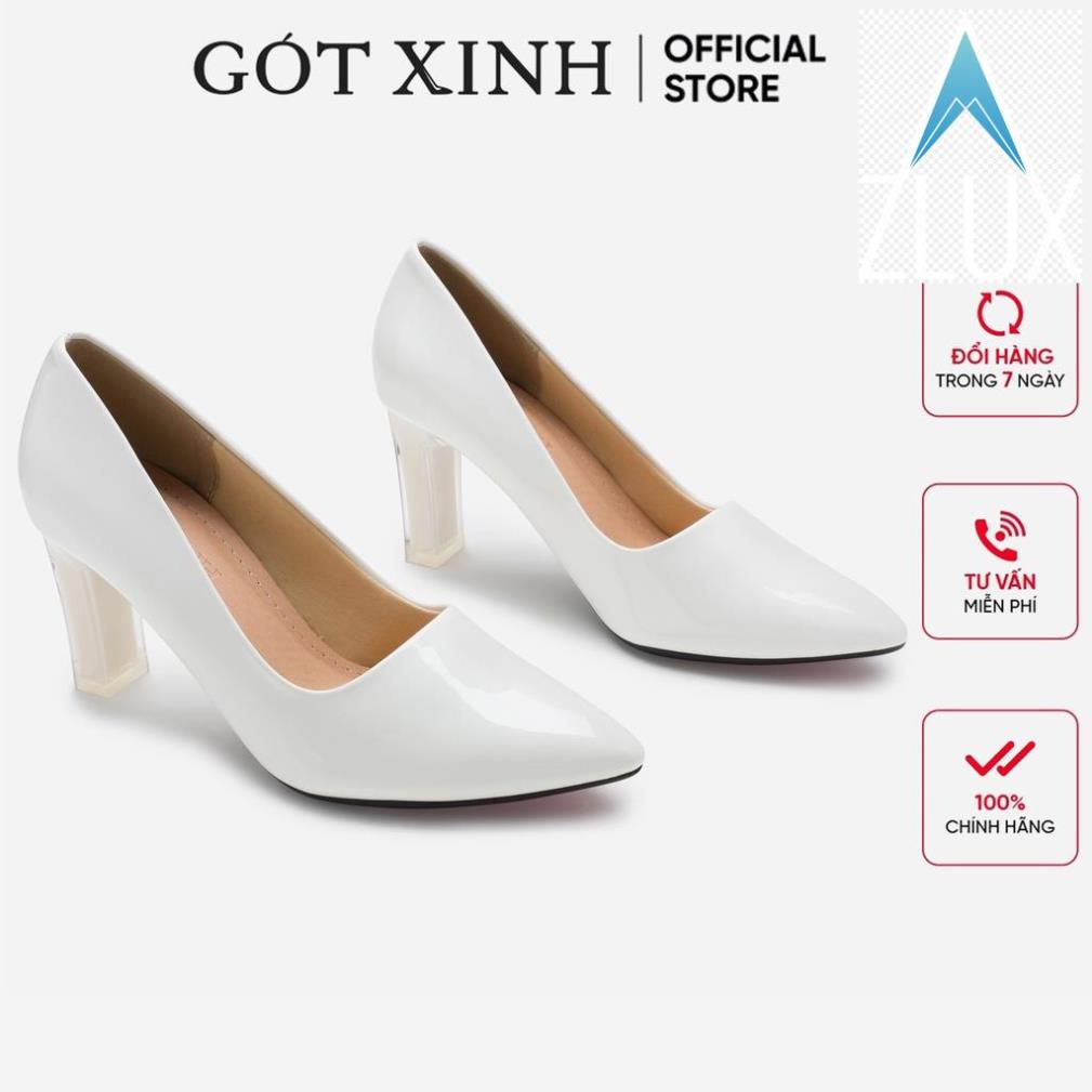 💇 Giày cao gót nữ GÓT XINH G1 da bóng đế vuông cao 7cm 💇