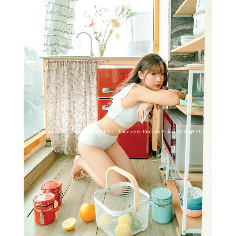 𝑹𝑬𝑼𝑺𝑺𝑰𝑬 𝑩𝑰𝑲𝑰𝑵𝑰 Đồ bơi hai mảnh cạp cao áo cánh tiên trắng phong cách Hàn Quốc #rsbkn172