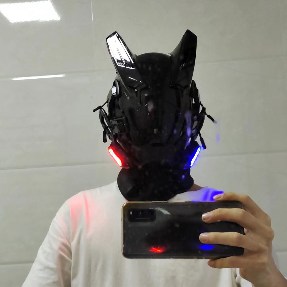 Cyberpunk Mặt Nạ -Mặt Nạ Dạ Quang Mask-Mặt Nạ LED Mask-Mặt Nạ Samurai Mũ Bảo Hiểm-Chiến Thuật Mũ Bảo Hiểm Cosplay