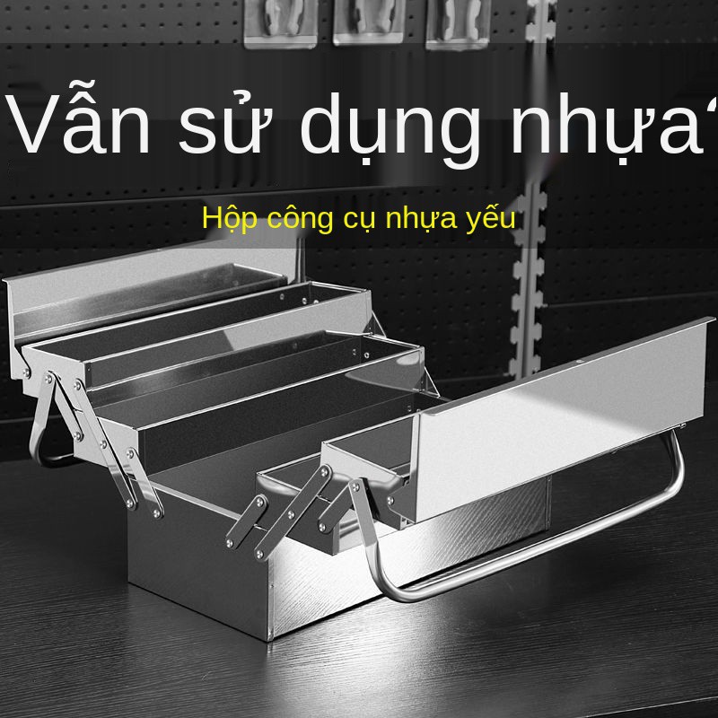 Hộp đựng đồ nghề lớn gia dụng bằng thép không gỉ gấp lớn và vừa cho thợ điện di động đa chức năng Hộp bảo trì xe hơi