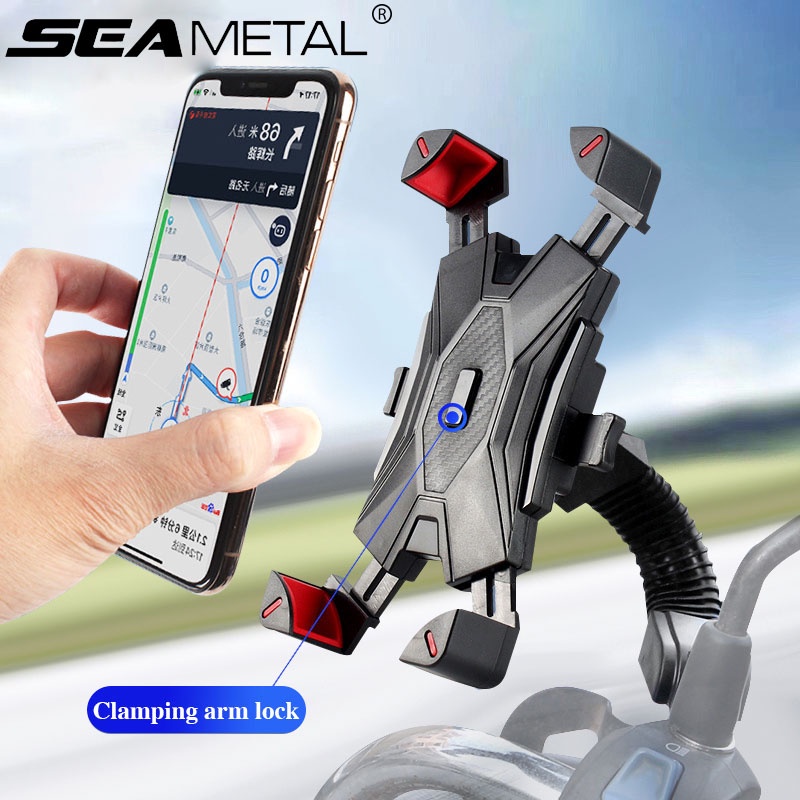 Giá Đỡ Điện Thoại Di Động 4.5-6.8 Inch Bằng Kim Loại Gắn Kính Chiếu Hậu Xe Máy