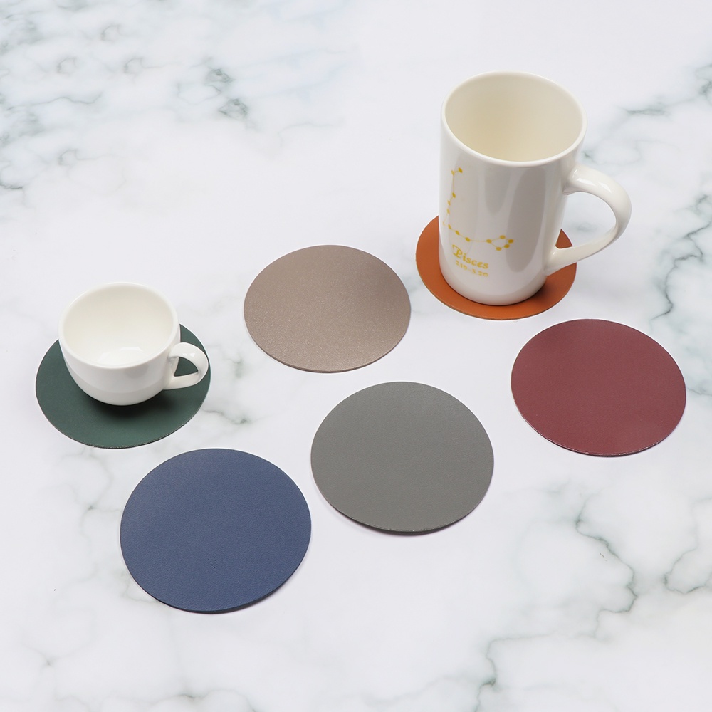 Tấm Lót Bàn Ăn Hình Tròn Bằng Da PU Mềm Cách Nhiệt Chống Thấm Nước/Dầu/Trượt