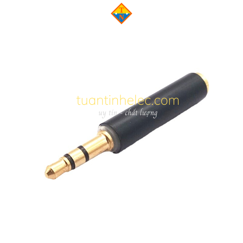 Đầu chuyển đường micro 3.5mm từ 3 khấc sang 4 khấc bằng đồng # phụ kiện âm thanh