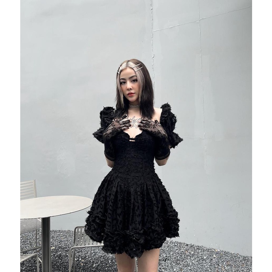 Đầm Xoè Cổ Vuông Màu Đen Dáng Xoè Công Chúa Hot Girl Dễ Thương LucieBrandvn Thích Hợp Cho Nữ Mã Đầm Xoè 05