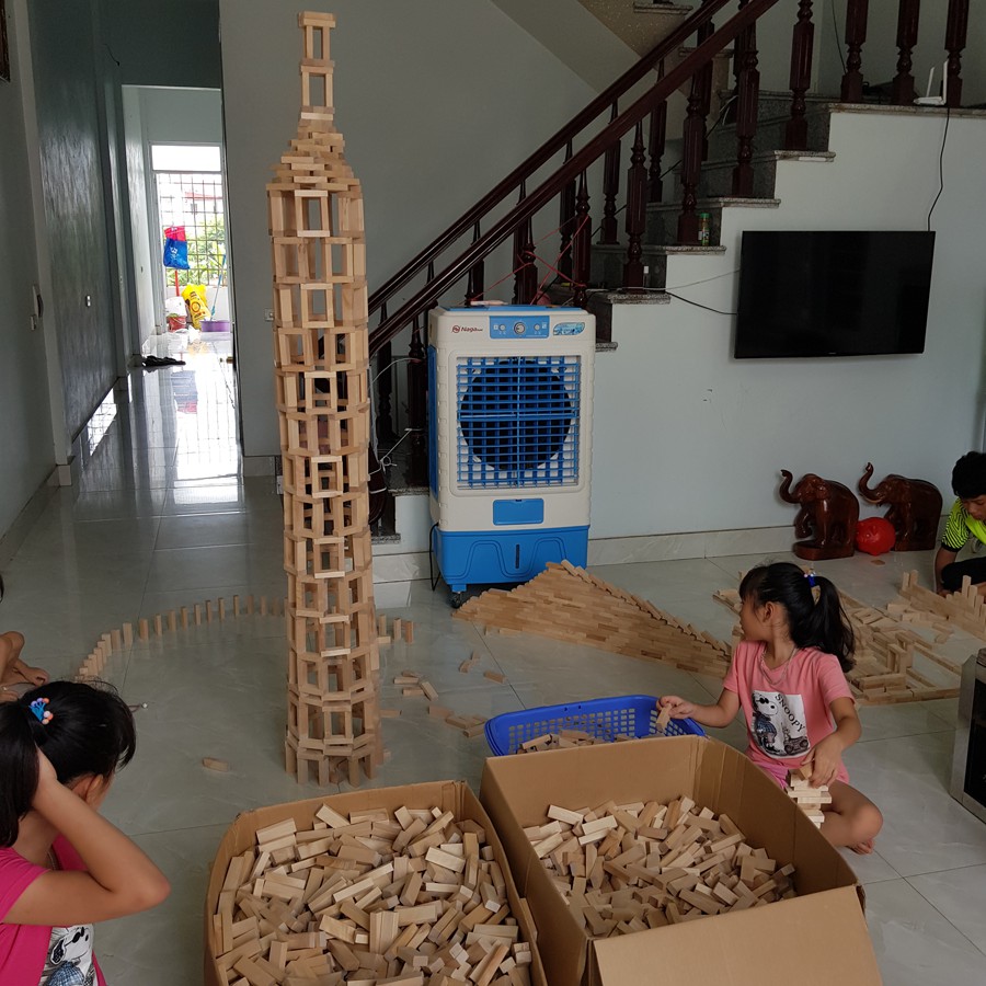 1 thanh gỗ xếp hình đồ chơi Cao cấp 3 trong 1 rút gỗ - xếp hình - Domino phát triển tư duy - logic - sáng tạo