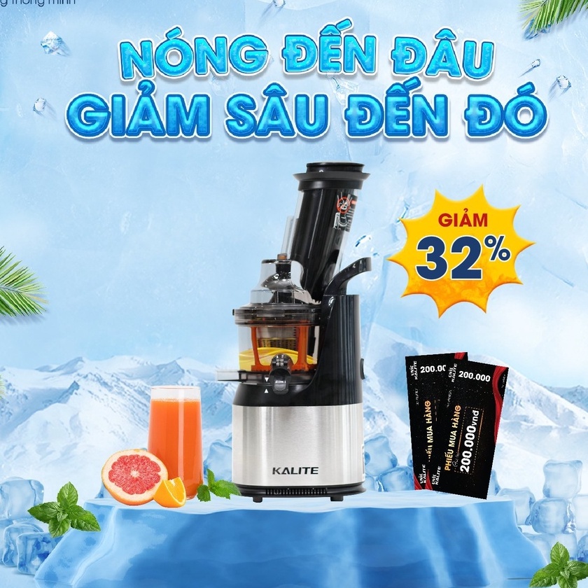 Máy ép chậm Kalite KL 565, công suất 240W, tốc độ quay 60 vòng/phút, NHẬP KHẨU CHÍNH HÃNG BH [ 12 THÁNG ]