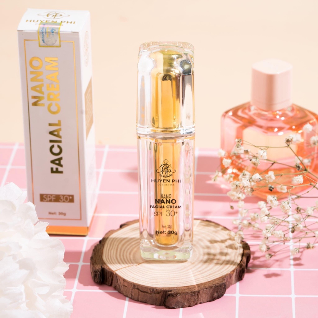 Kem Face Nano Huyền Phi giúp da căng bóng makeup,chống nắng,che khuyết điểm,ngăn ngừa mụn trứng cá 30g