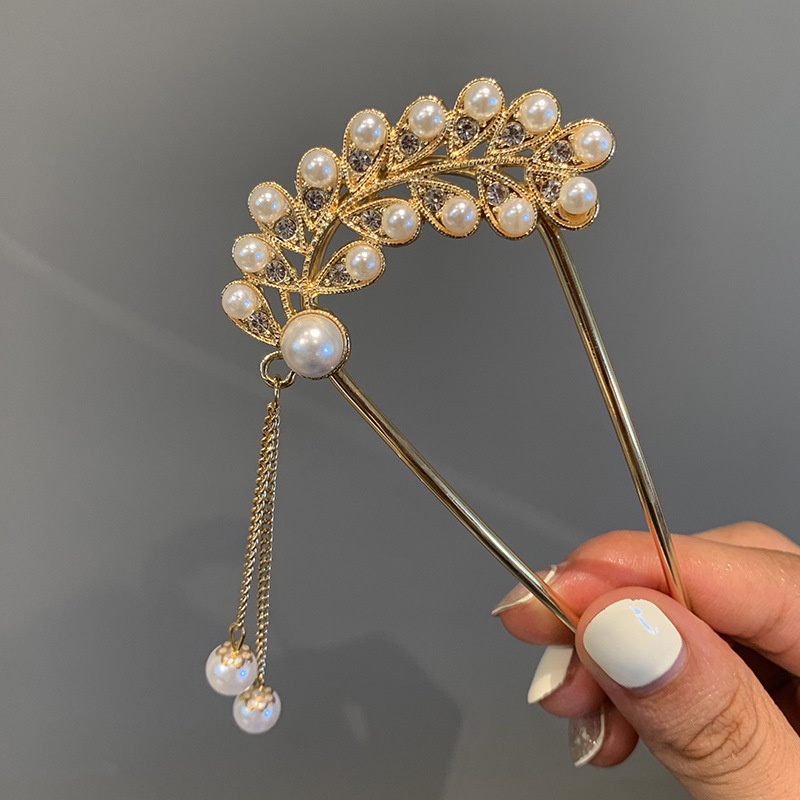 PVN46973 Kẹp Tóc Đính Ngọc Phối Tua Rua Thời Trang Giá Rẻ