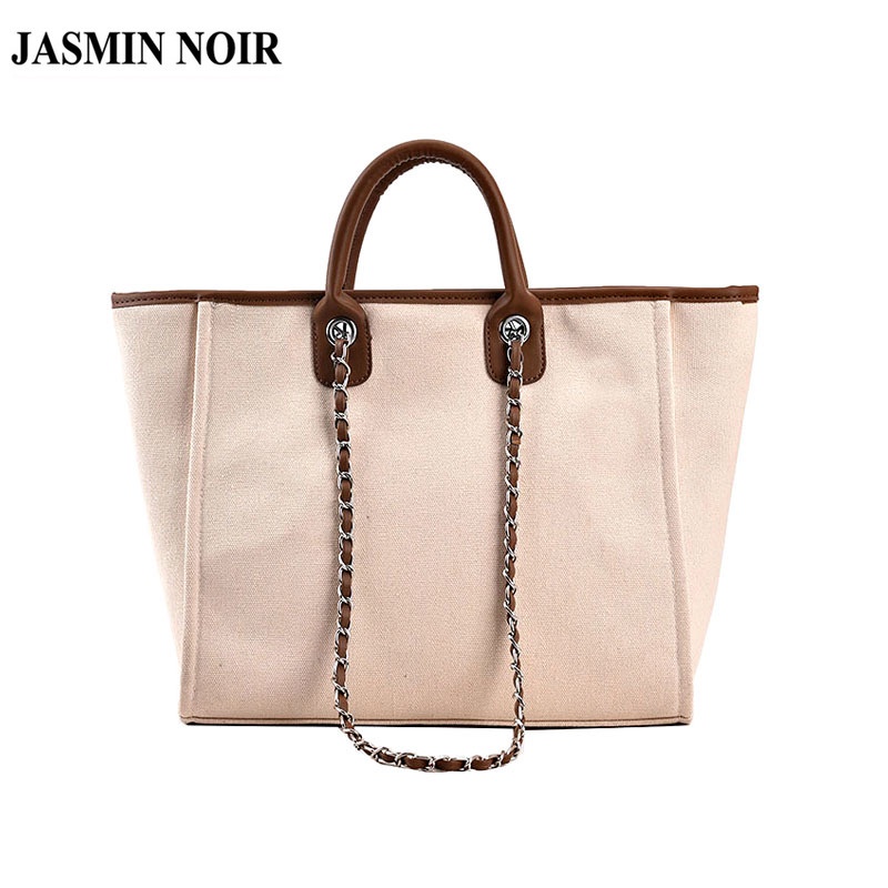 Túi Xách JASMIN NOIR Vải Canvas Dáng Vuông Cỡ Lớn Thiết Kế Đơn Giản Cho Nữ