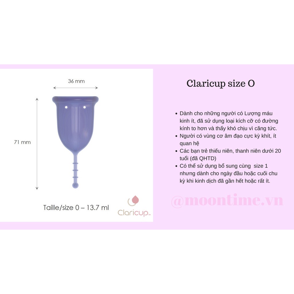 Cốc nguyệt san Claricup chính hãng- Nhập khẩu Pháp cho ngày đèn đỏ thoải mái tự tin tỏa sáng