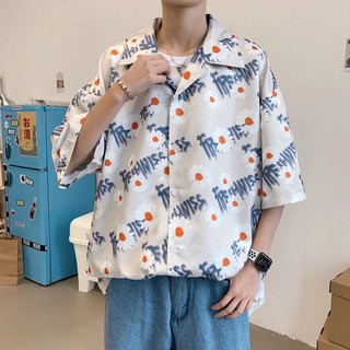  Áo sơ mi hoa cúc unisex form rộng cá tính