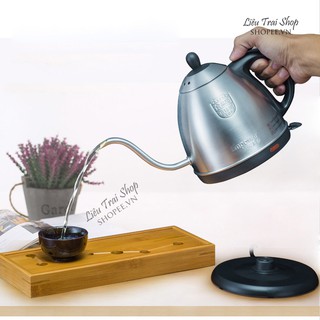 Ấm siêu tốc cổ ngỗng điện vòi dài pha trà cà phê cafe V60 pour over brew inox SUS 304