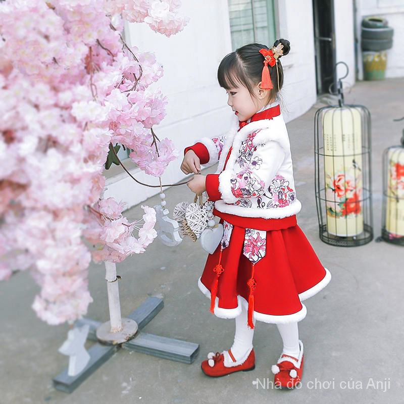 Winter Match Girl Thick Baby Hanfu Two Piece Children
