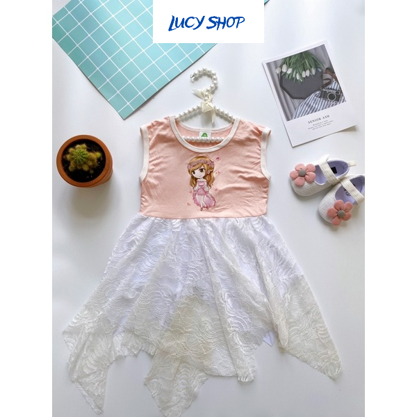 Váy công chúa cho bé gái, vải cotton siêu mềm mại, thun lạnh co giãn cho bé từ 8-15 kg