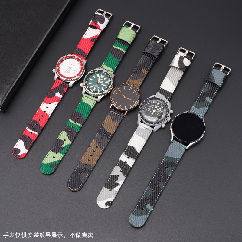 Dây Nylon Họa Tiết Rằn Ri Chất Lượng Cao Cho Đồng Hồ Thông Minh Huawei GT Nato 18mm 20mm 22mm 24mm