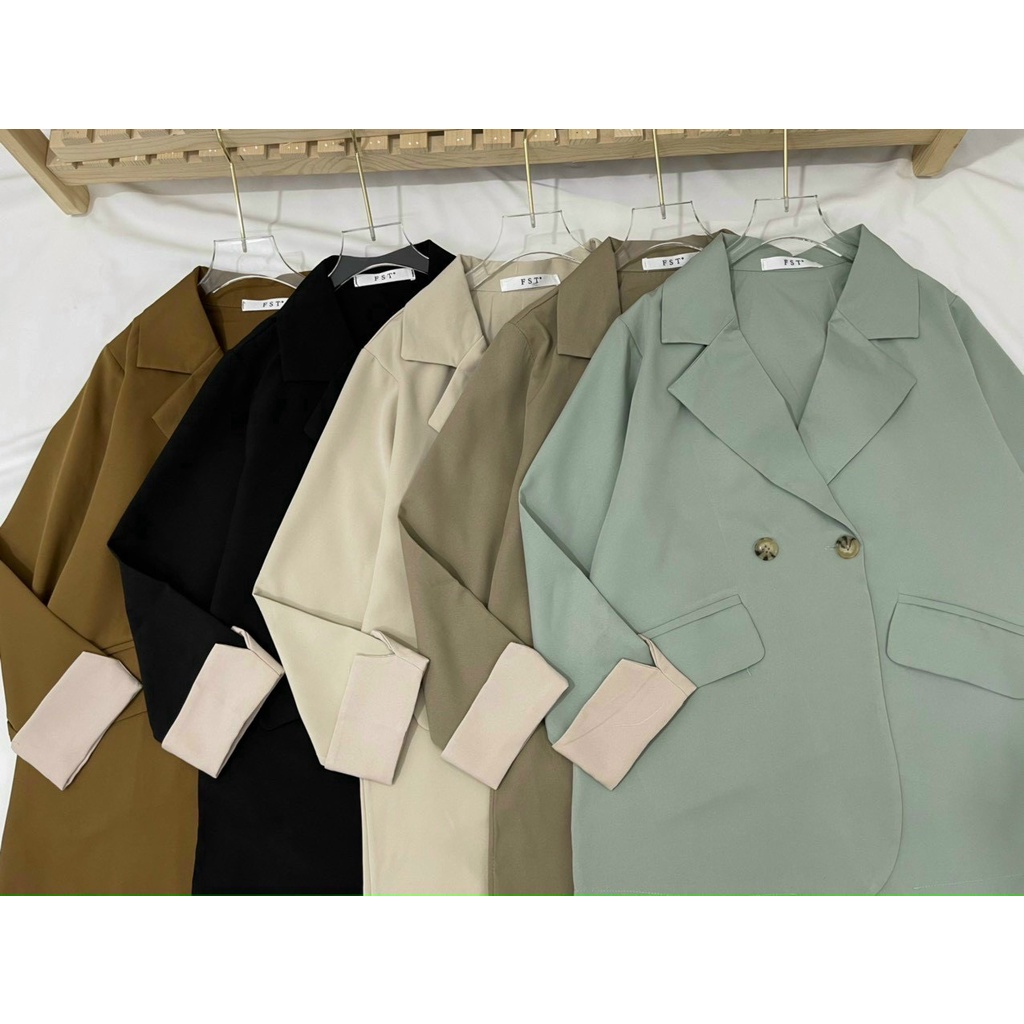 Áo Khoác Blazer Nữ Màu Trơn Phong Cách Hàn Quốc, Áo Khoác Vest Blazer Dài Tay Dáng Rộng Nhiều Màu