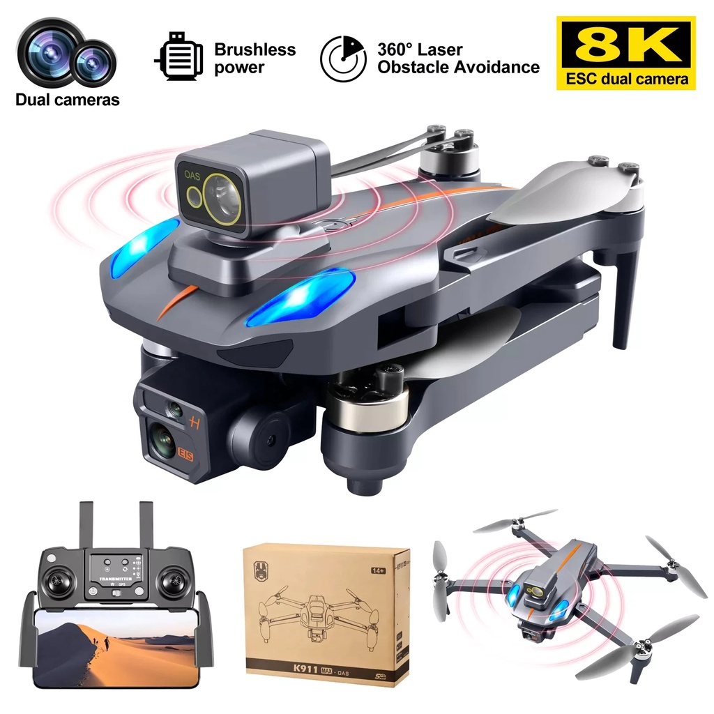 Flaycam K911 Max GPS - 2camera - Cảm Biến Tránh Vật Cản xoay 360 độ, Không Chổi Than, 5GWIF mẫu mới 2022