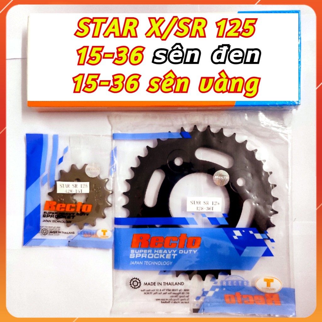 Nhông Sên Dĩa trọn bộ Recto Star x/sr 125 size 15-36 Chính Hãng Thái Lan