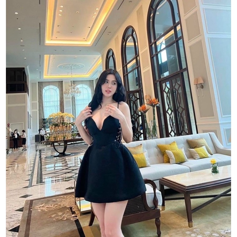 Đầm xoè cúp ngực đan dây eo