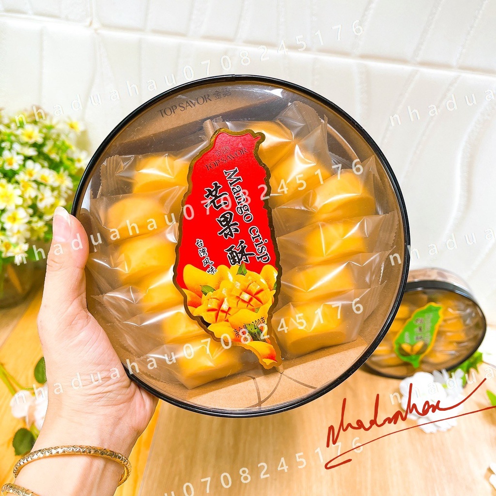 Một hộp bánh tô nhân mứt dứa/ xoài/ nho/ sầu riêng đặc sản Đài Loan hộp 200gam