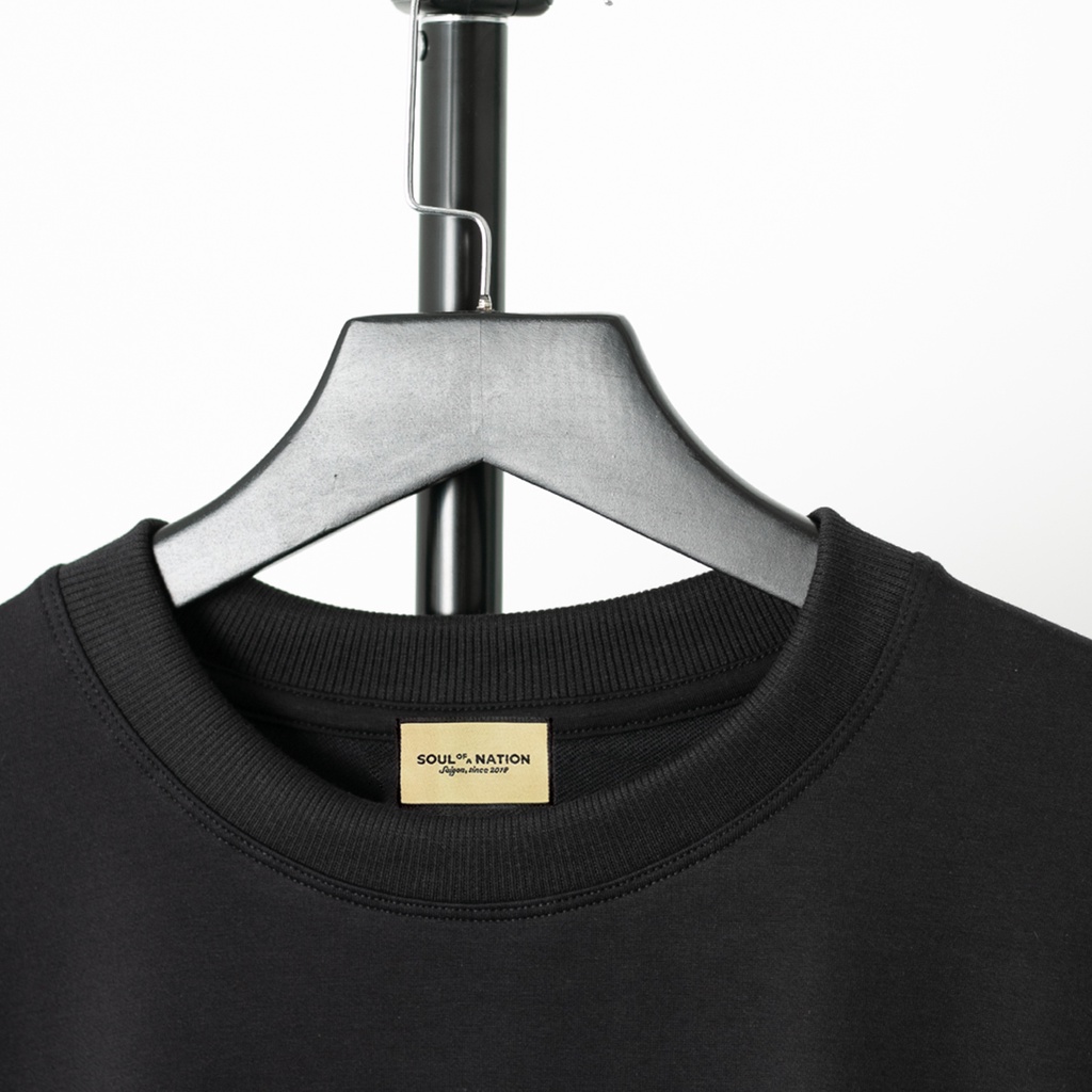 Sweater unisex In chữ đen cao cấp MY HANOI form basic vải nỉ bông / chân cua cotton SOUL OF A NATION - Đen / Trắng