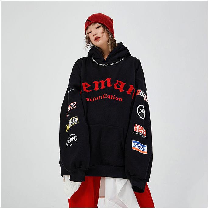 Áo Khoác Hoodie Dày Hai Lớp Phong Cách Hip Hop Đường Phố Hàn Quốc Thời Trang Thu Đông Cho Nam