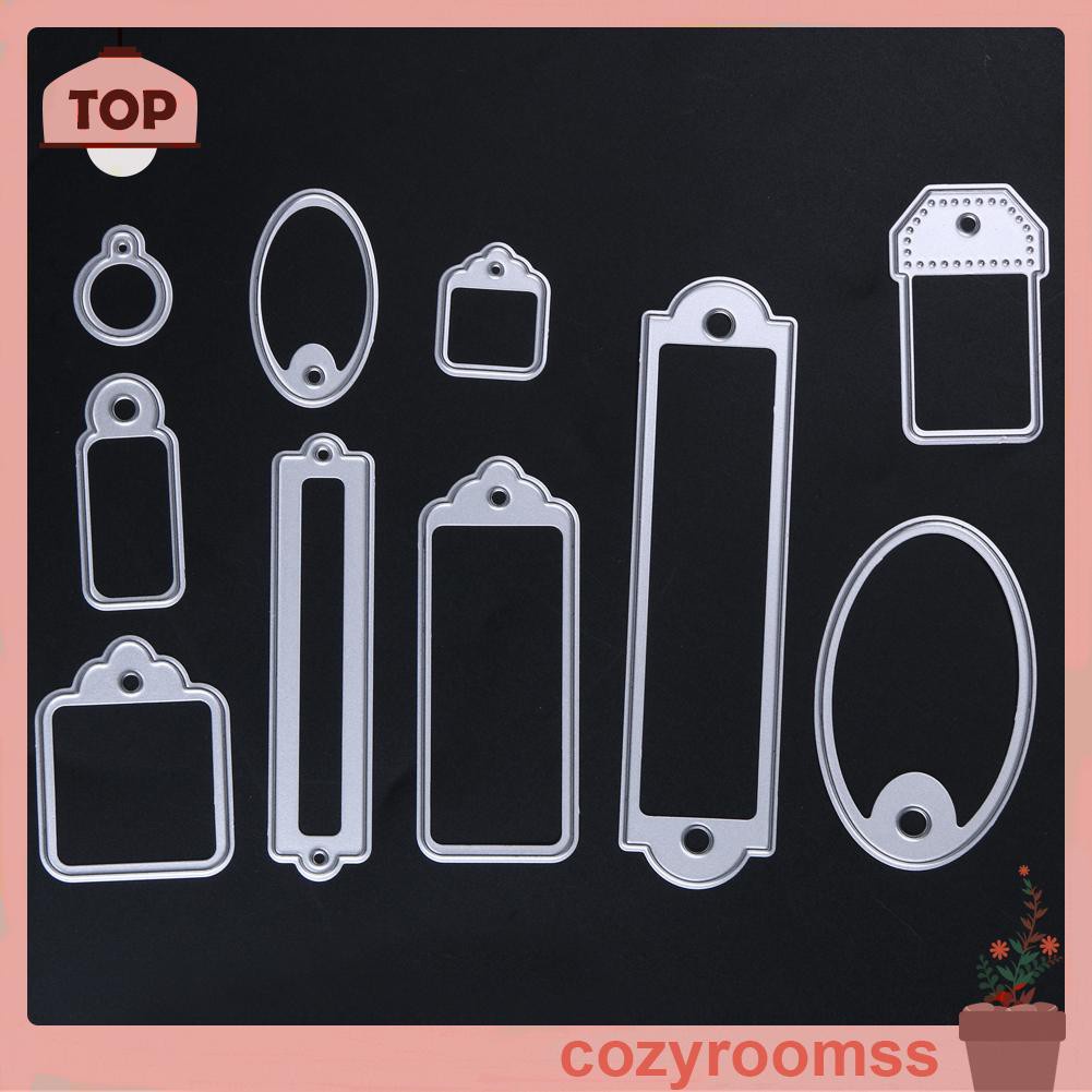 COZYR 10 Pcs Labels Hollow Out Template DIY Cutting Dies Album Decor Paper