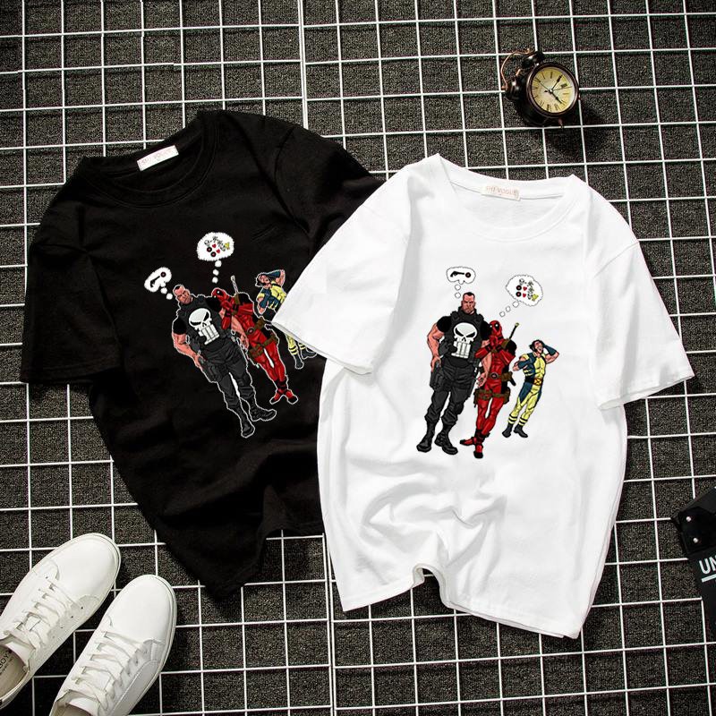 Áo thun unisex Hàn Quốc in nhân vật hoạt hình cá tính vải dày mịn 2019T1059