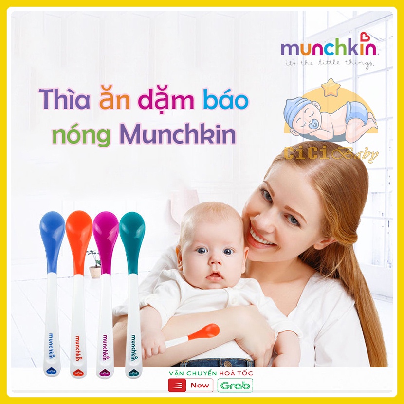 [Tách set] Thìa ăn dặm, thìa báo nóng MUNCHKIN Mỹ