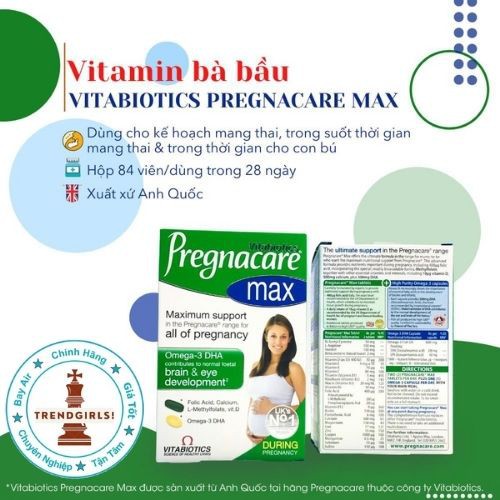 Vitamin tổng hợp cho bà bầu Pregnacare Max, Anh (84v) bổ sung đủ dưỡng chất cho bà bầu, mẹ sau sinh - Trend girls online