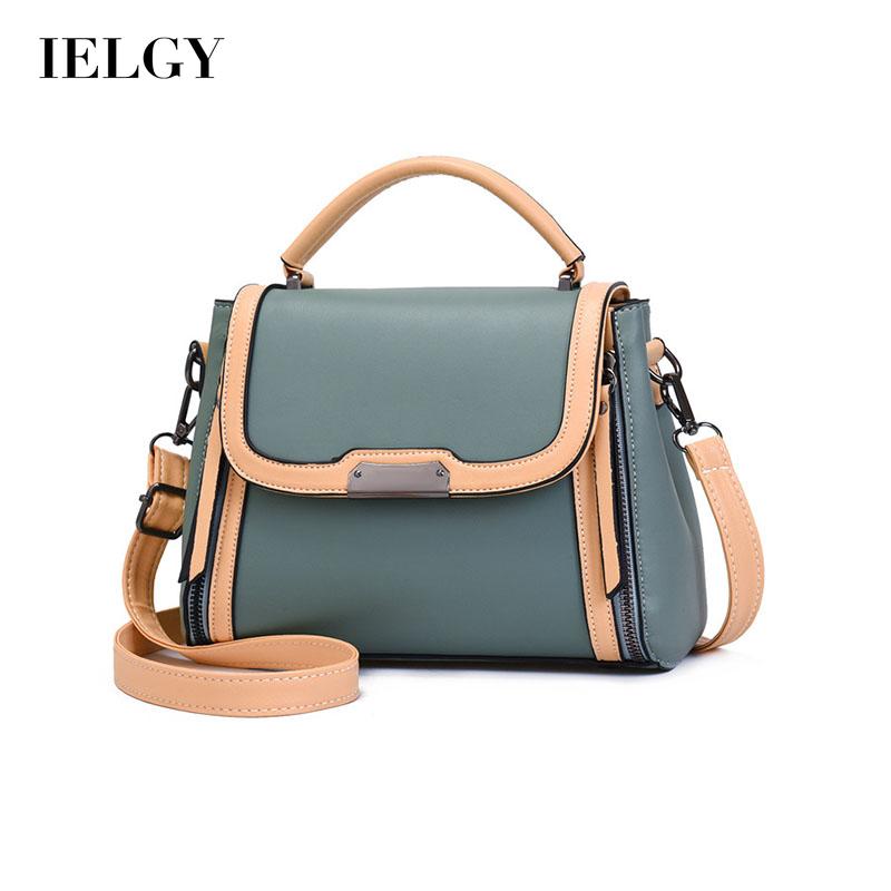 Túi Đeo Vai / Xách Tay Bằng Da PU Chống Mòn Trang Trí Đinh Tán Màu Tương Phản Có Khóa Kéo Thời Trang Cho Nữ