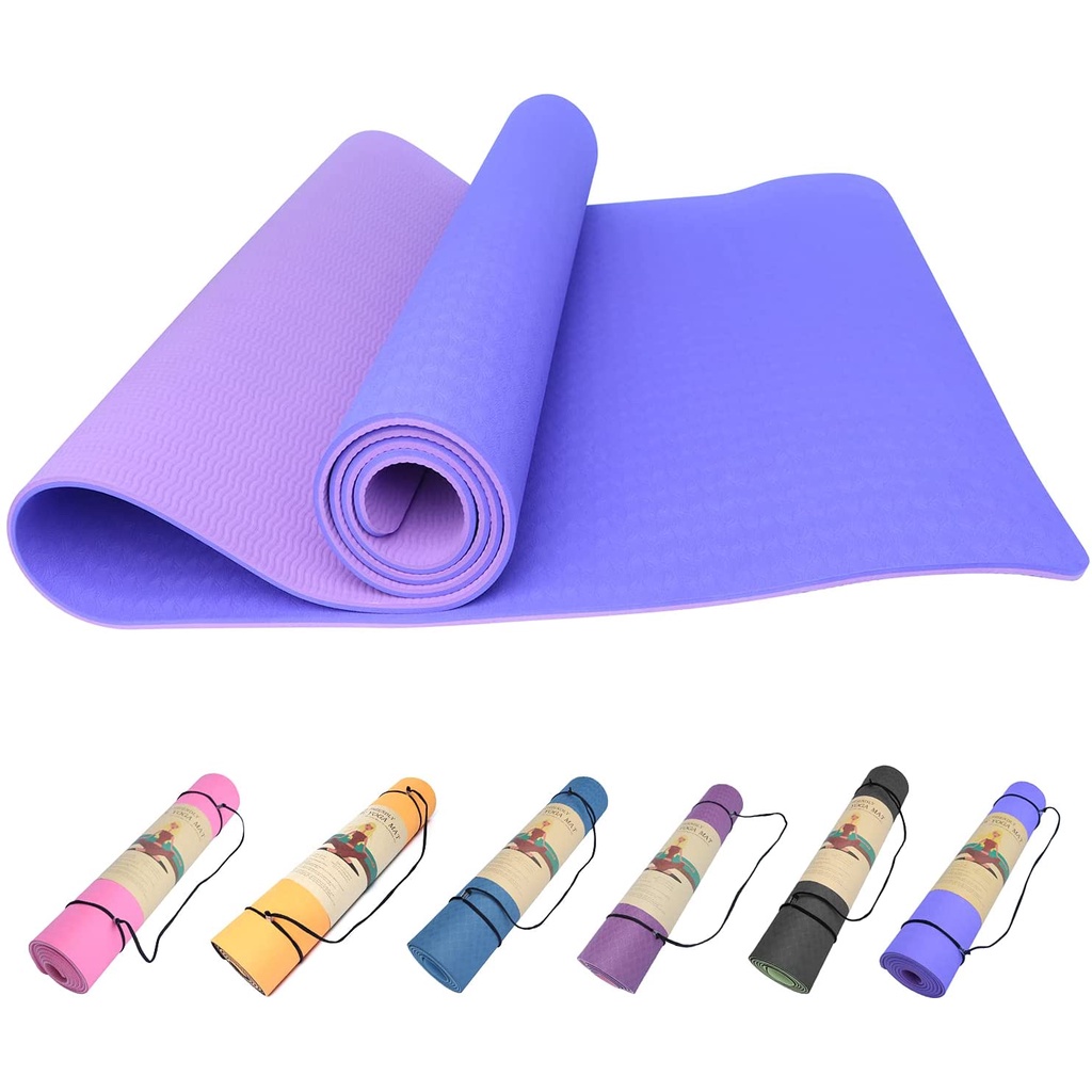 [Dày 8mm] Thảm Tập Yoga Siêu Dày 8mm 2 Lớp TPE Cao Cấp Chống Trượt – Chọn Màu –Tặng Túi Đựng, Dây Buộc Thảm Yoga Amalife