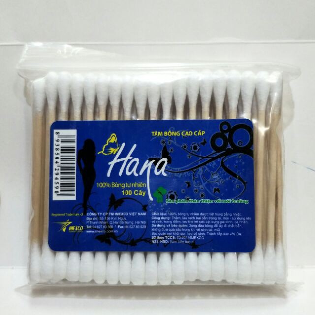 Bông ngoáy tai thân gỗ Hana 200 cây