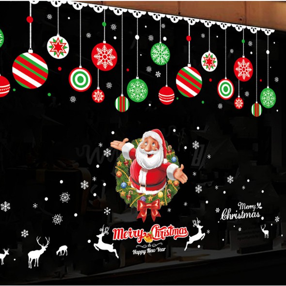 COMBO DECAL GHÉP ĐÔI DÁN TƯỜNG NOEL - RÈM SẮC MÀU PHỐI NOEL SẮC NÉT ( 2 TẤM )