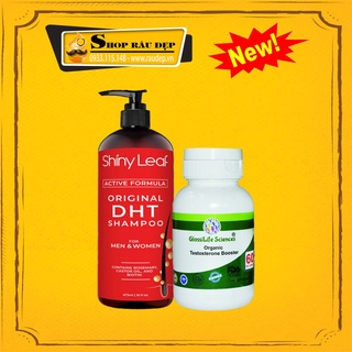 Combo Hỗ Trợ Giảm Gãy Rụng  Tóc + DẦU GỘI Shiny Leaf DHT Blocker