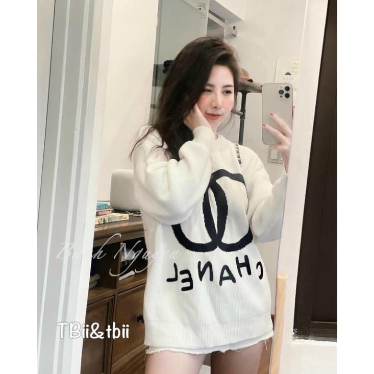 Áo len nữ form rộng, áo len nữ thêu chữ chất len đẹp mềm mịn phom to mặc thoải mái hai màu cơ bàn dễ mix đồ hàng loại 1 | BigBuy360 - bigbuy360.vn