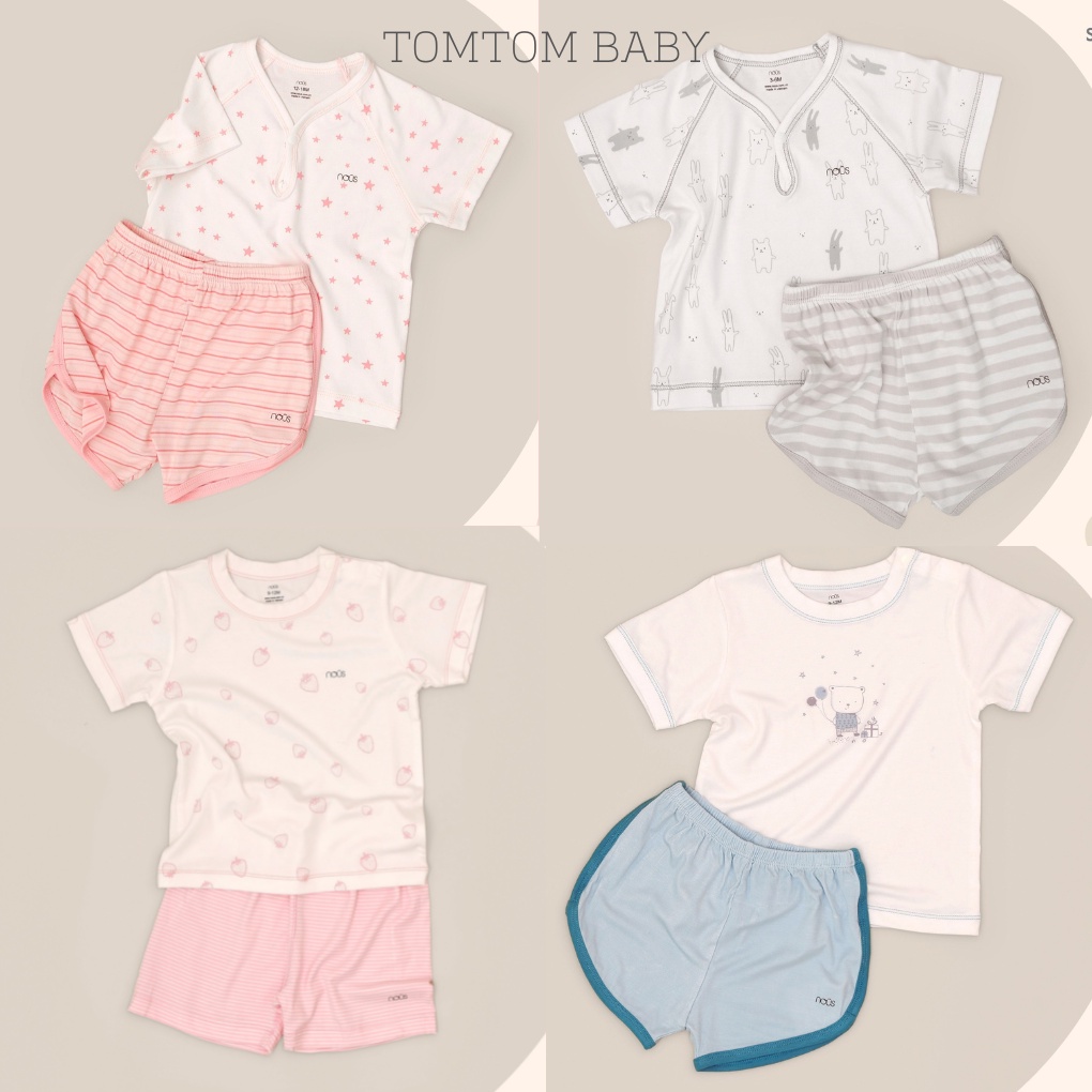 Bộ Quần Áo Cộc Cài Cổ Nous Pettit Gấu Thỏ - Quần Áo Bé Trai, Bé gái (Size Từ 6 - 12 Tháng)