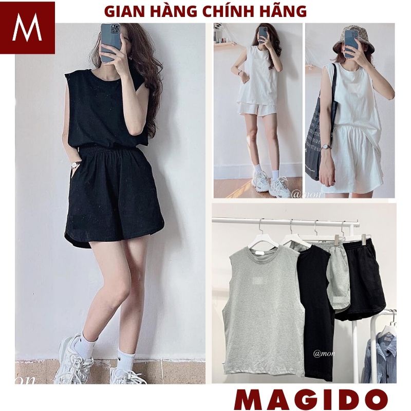 Sét Bộ Thể Thao Nữ 3 Lỗ Logo Hai Màu Dáng Sporty So Hot -MAGIDO