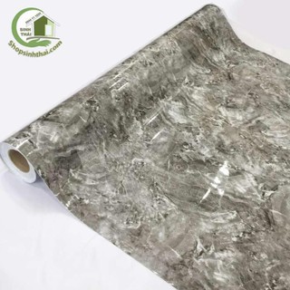Giấy dán tường giả đá hoa cương màu xi măng đen xám, [ 50cm x khổ 1,2m ] có sẵn keo