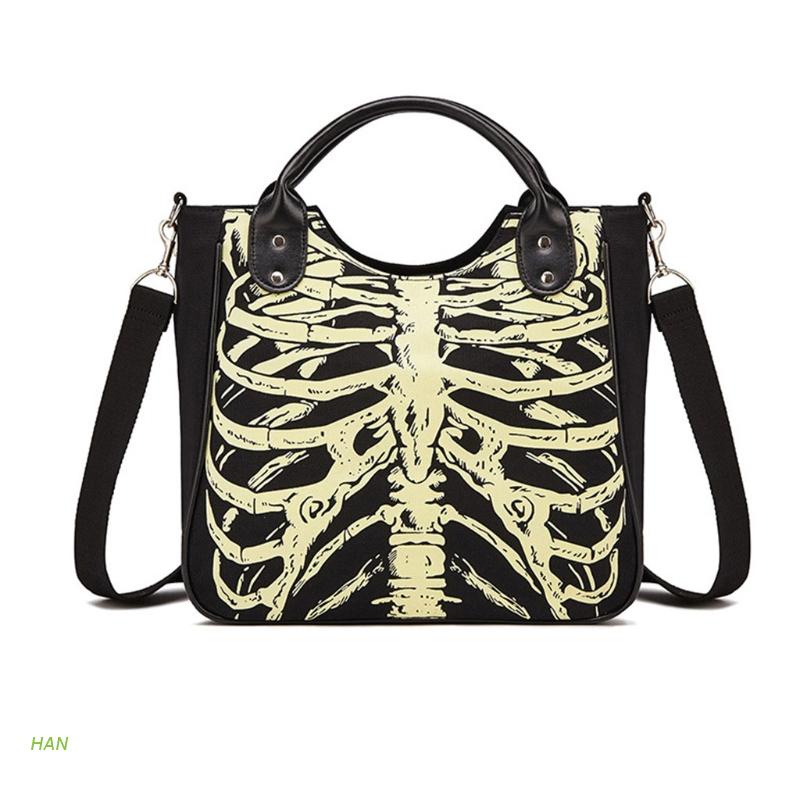 HAN  Luminous Gothic Skeleton Bones Skulls Bags Female Halloween Casual Women Punk Shoulder Bag Fashion Crossbody Handbag