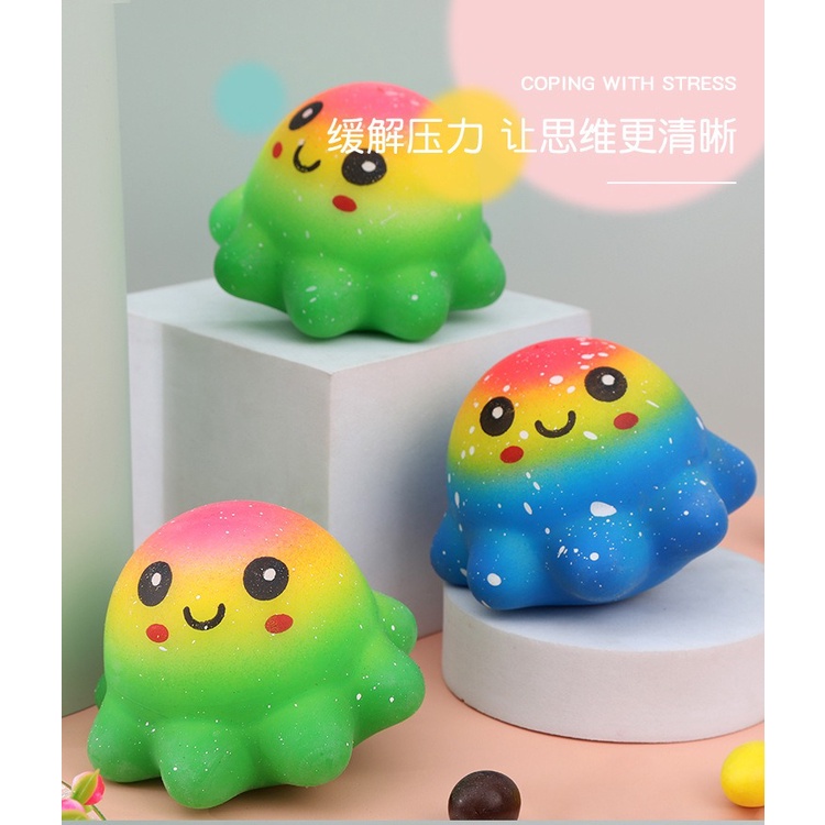 Squishy hình bạch tuộc 6 chân đồ chơi bóp tay giải nén mềm mịn dễ thương chân thực giảm stress co dãn đàn hồi ngộ nghĩnh