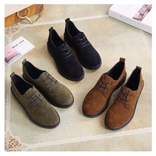 Giày oxford nữ da lộn đế cao 3cm cá tính - mps99
