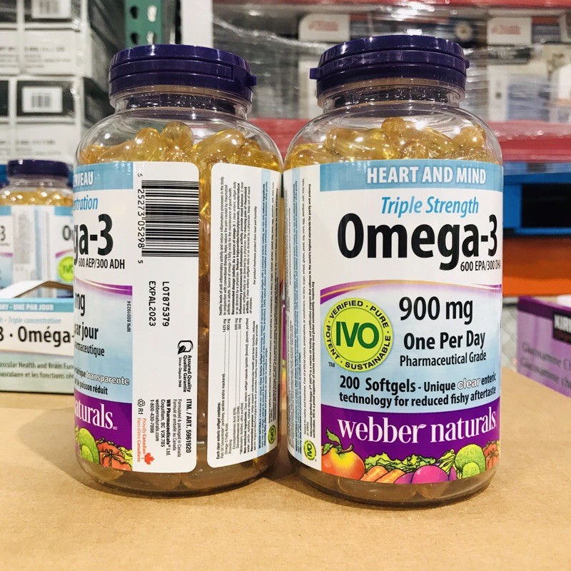 Dầu cá ber Naturals Omega 3 Triple Strength 900 mg 200 viên Shopee