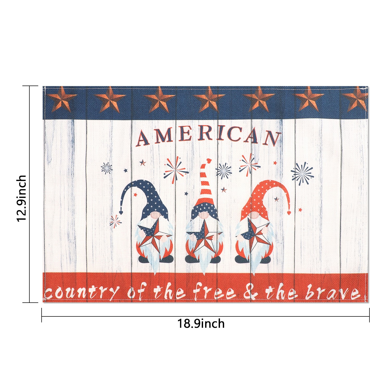 LUCKY 4pcs Party Decorations Gnome Placemats Washable Cotton and linen Placemat Table Mats Non-Slip Heat Resistant Fast Dry Kitchen Dining 4th of July Memorial Independence Day