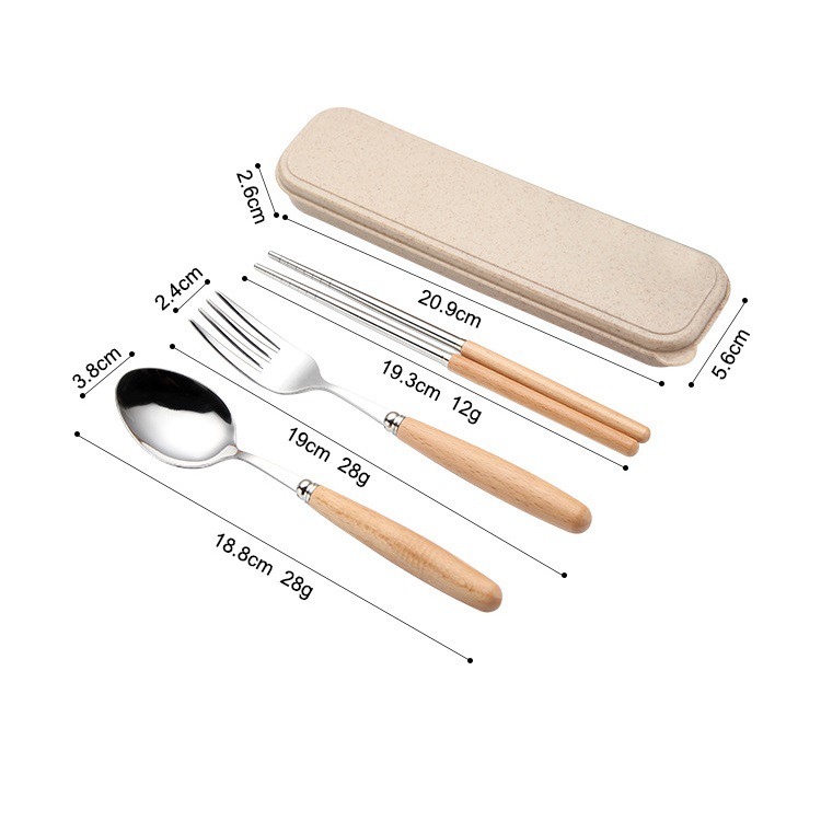 BỘ MUỖNG NĨA ĐŨA CÁN GỖ BEECH CAO CẤP (LOẠI TỐT) (TẶNG HỘP)