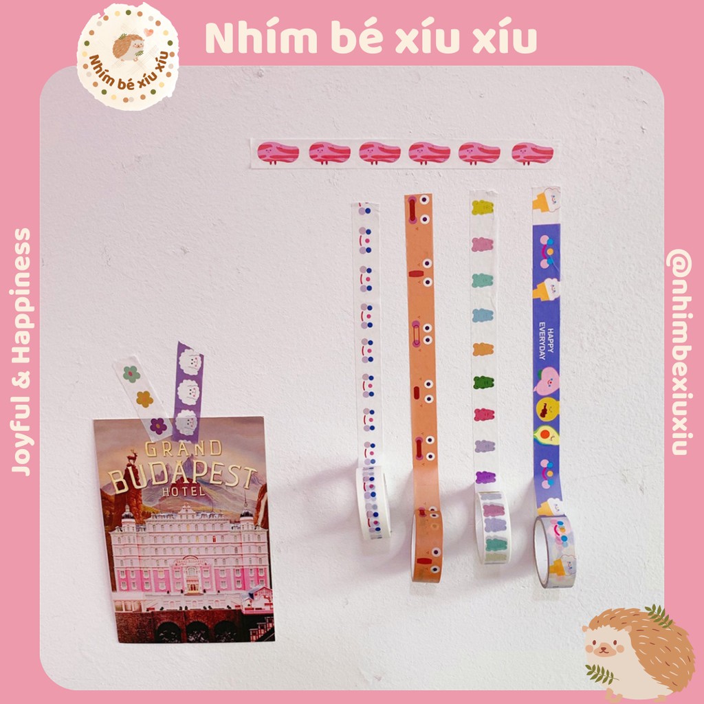 1 cuộn băng dính washi tape 1.5*5m trang trí sổ, bullet journal nhiều chủ đề TN03