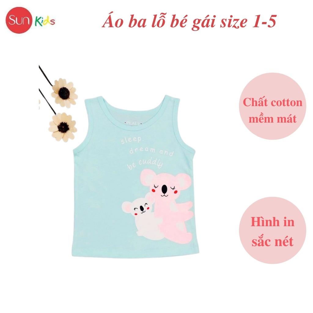 Áo thun bé gái, áo phông bé gái dáng ba lỗ, chất cotton, nhiều màu, size 1-5 - SUNKIDS