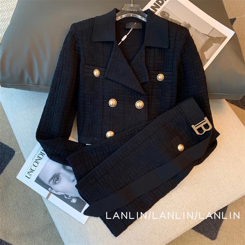 Bộ Đồ Thời Trang Mùa Thu 2022 Hai Mảnh Màu Đen Phong Cách Hàn Quốc Cho Nữ