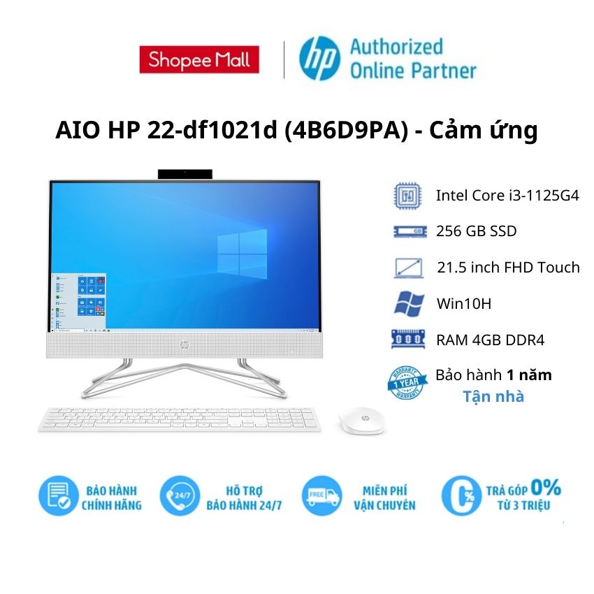 [ELHP13 giảm 10% tối đa 2TR] Máy tính để bàn HP All In One 22-df1021d (4B6D9PA)/ Core i5/ RAM 4GB/ 256GB SSD/ 21.5''FHD